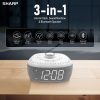 Sharp White Noise Machine Alarm Clock with Bluetooth Speaker, 2-3/8”H x 5-1/8”W x 5-1/8”D, White - Image 2