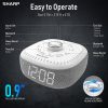 Sharp White Noise Machine Alarm Clock with Bluetooth Speaker, 2-3/8”H x 5-1/8”W x 5-1/8”D, White - Image 5