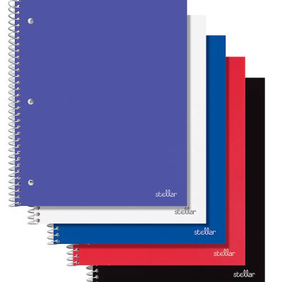 Office Depot® Brand Stellar Poly Notebook, 8-1/2" x 11",1 Subject, College Ruled, 80 Sheets, Assorted Colors, Pack Of 8 Notebooks - Black,College