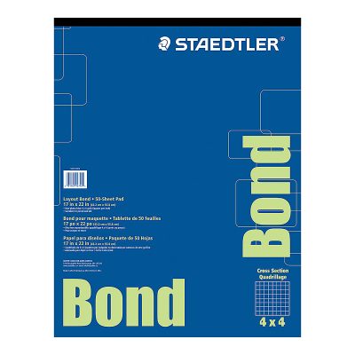 Staedtler® Bond Paper, 17" x 22", White With Blue Grid, 50 Sheets