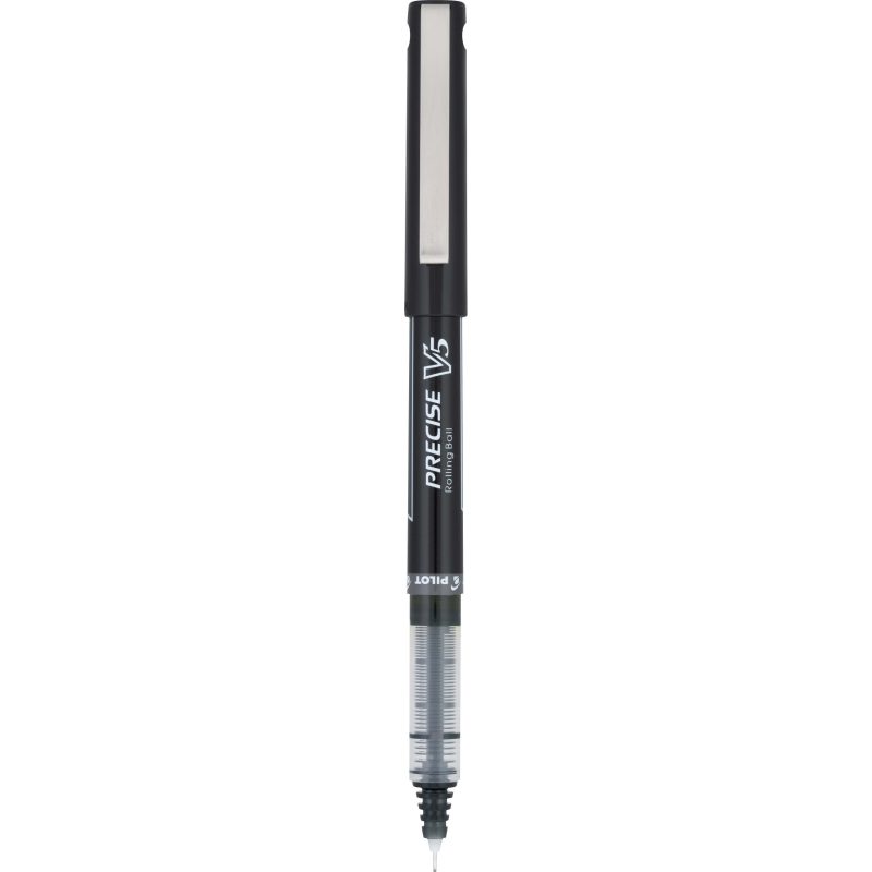 Pilot® Precise™ V5 Liquid Ink Rollerball Pens, Extra Fine Point, 0.5 mm, Black Barrel, Black Ink, Pack Of 12 - Image 2