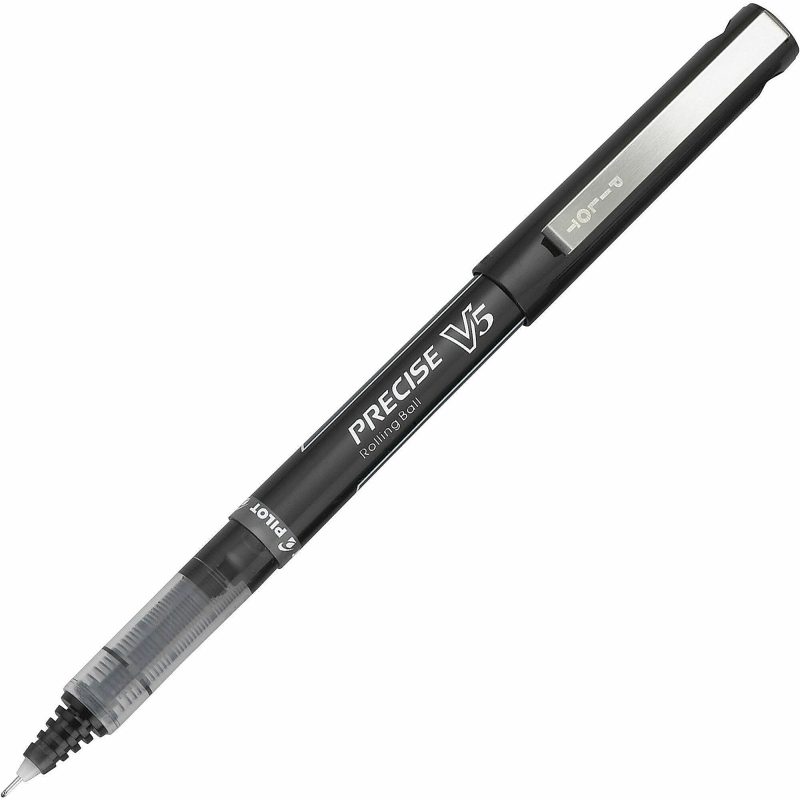 Pilot® Precise™ V5 Liquid Ink Rollerball Pens, Extra Fine Point, 0.5 mm, Black Barrel, Black Ink, Pack Of 12 - Image 3