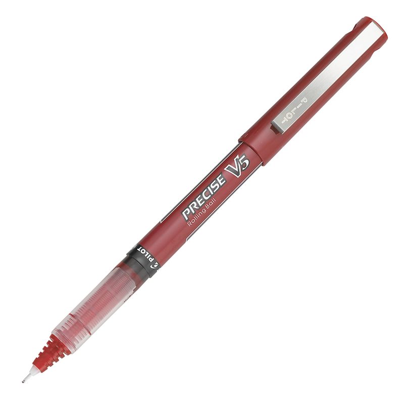 Pilot® Precise™ V5 Liquid Ink Rollerball Pens, Extra Fine Point, 0.5 mm, Red Barrel, Red Ink, Pack Of 12 - Image 2