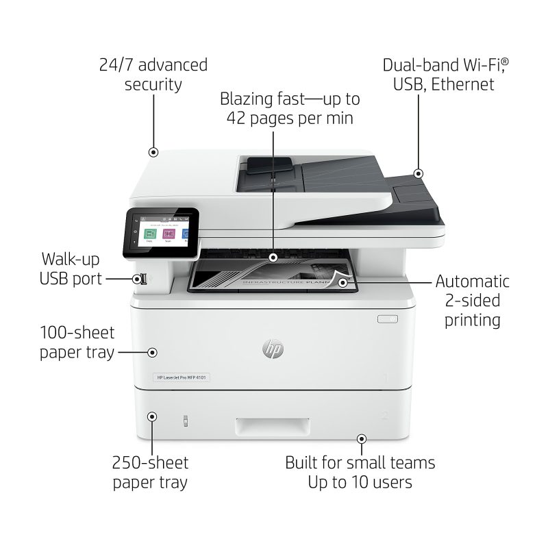 HP LaserJet Pro MFP 4101fdw Wireless Laser All-in-One Monochrome Printer - Image 2