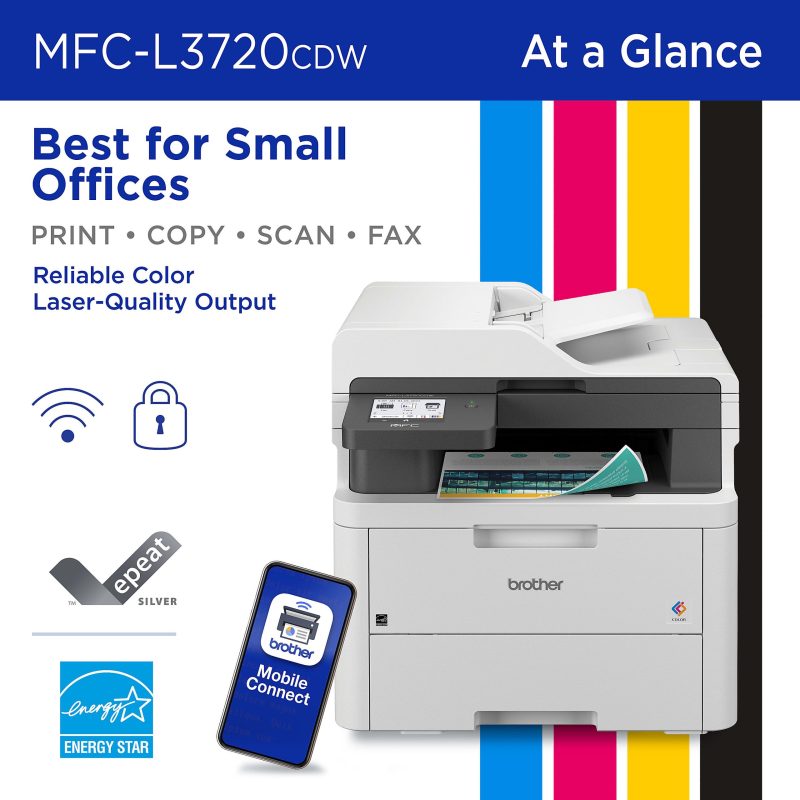 Brother MFC-L3720CDW Wireless Digital Color All-in-One Printer with Laser Quality Output and Refresh EZ Print Eligibility - Image 2