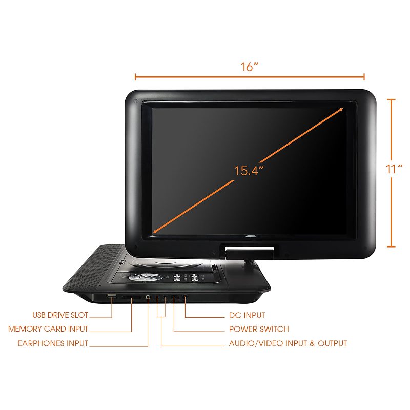 Trexonic Portable 15.4" DVD Player With Screen - Image 5