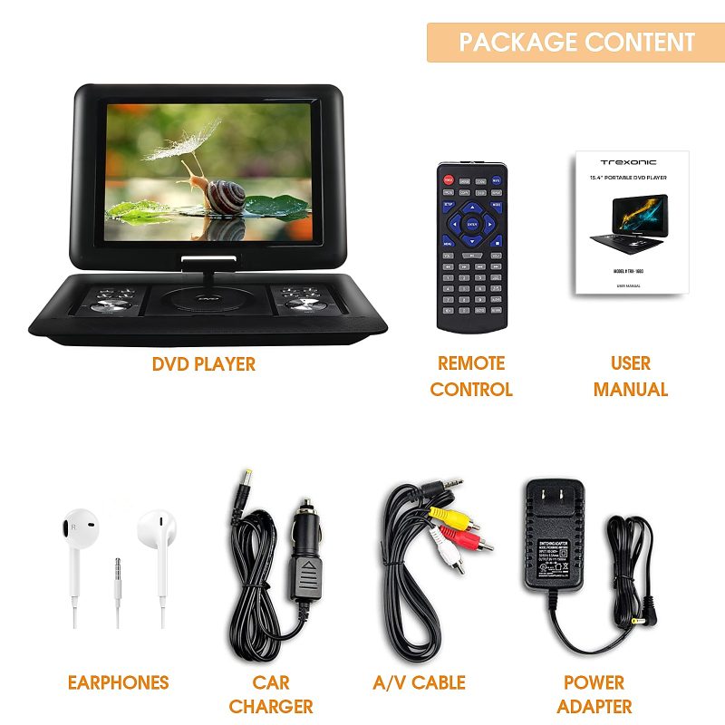 Trexonic Portable 15.4" DVD Player With Screen - Image 7
