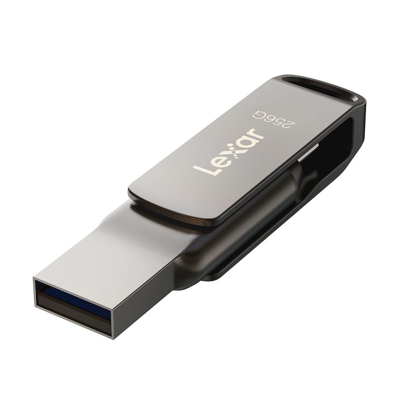 Lexar JumpDrive Dual Drive D400 USB Flash Drive, 256 GB, Silver - Image 2
