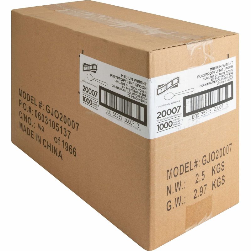 Genuine Joe Individually Wrapped Spoon - 1 Piece(s) - 1000/Carton - Spoon - 1 x Spoon - Disposable - White - Image 3