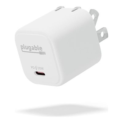 Plugable - Power adapter - GaN - 30 Watt - 1.5 A - PD 3.0 (24 pin USB-C) - white
