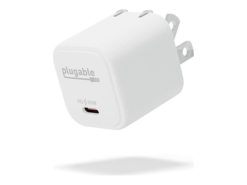 Plugable - Power adapter - GaN - 30 Watt - 1.5 A - PD 3.0 (24 pin USB-C) - white