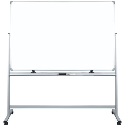 WorkPro® Double-Sided Mobile Magnetic Dry-Erase Whiteboard Easel, 72" x 48", Aluminum Frame With Silver Finish
