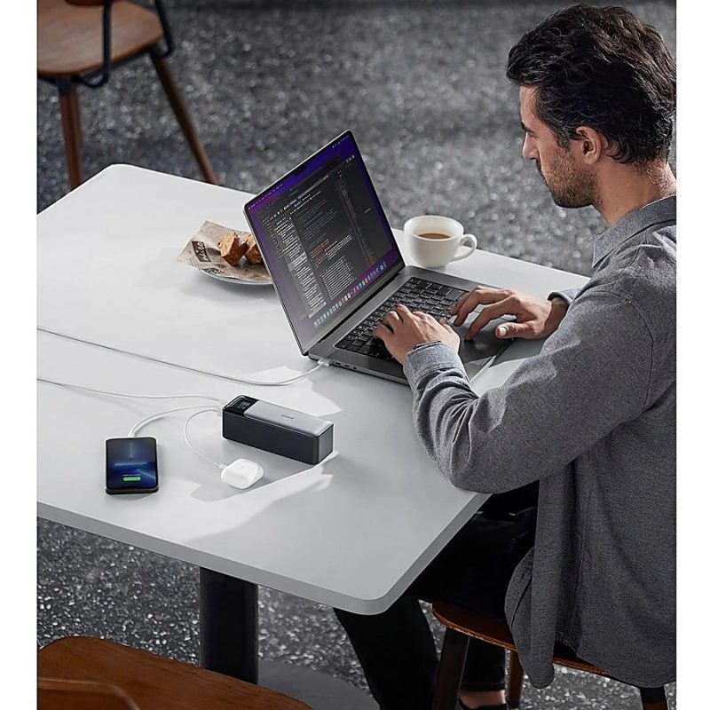 ANKER 737 Power Bank (PowerCore 24K) - For MacBook Pro, Universal, USB Type A Device, USB Type C Device, MacBook Air, iPhone 13, Smartphone, iPad Pro - 24000 mAh - 3 x USB - Black - Image 3