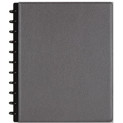 TUL® Discbound Notebook With Pebbled Leather Cover, Letter Size, Narrow Ruled, 60 Sheets, Gunmetal