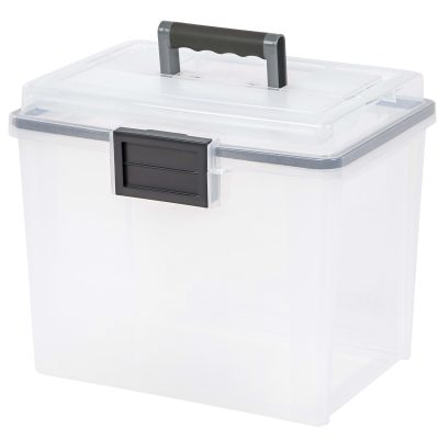 Iris® Weathertight® Mobile Storage File Box, 11 1/2" x 13 3/4" x 10 7/16", Clear