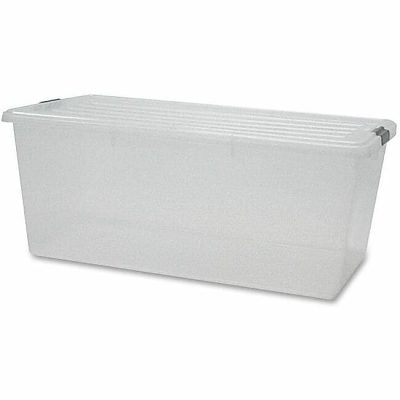 Iris® Storage Boxes With Lift-Off Lids, 33 1/2" x 17 3/16" x 13", Clear, Case Of 4