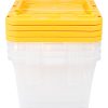 Office Depot® Brand by GreenMade® Professional Storage Totes With Handles/Snap Lids, 27 Gallon, 30-1/10" x 20-1/4" x 14-3/4", Clear/Yellow, Pack Of 4 Totes - Image 4