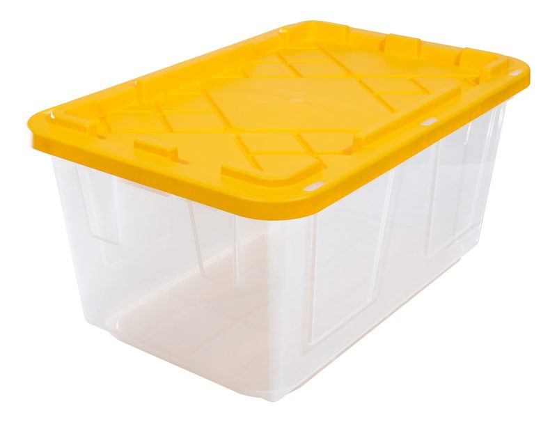 Office Depot® Brand by GreenMade® Professional Storage Totes With Handles/Snap Lids, 27 Gallon, 30-1/10" x 20-1/4" x 14-3/4", Clear/Yellow, Pack Of 4 Totes - Image 5