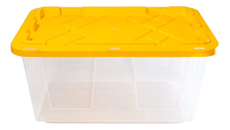 Office Depot® Brand by GreenMade® Professional Storage Totes With Handles/Snap Lids, 27 Gallon, 30-1/10" x 20-1/4" x 14-3/4", Clear/Yellow, Pack Of 4 Totes - Image 6
