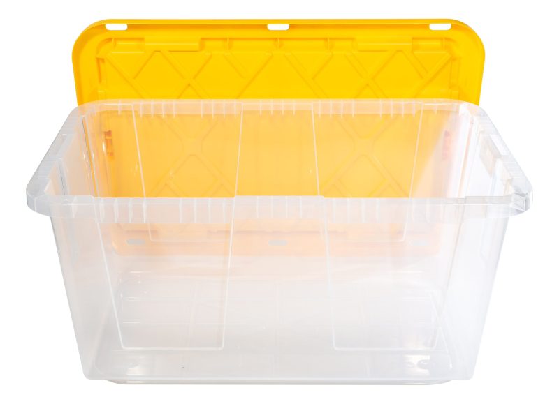 Office Depot® Brand by GreenMade® Professional Storage Totes With Handles/Snap Lids, 27 Gallon, 30-1/10" x 20-1/4" x 14-3/4", Clear/Yellow, Pack Of 4 Totes - Image 8