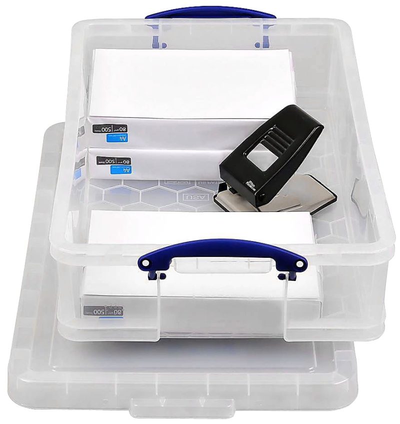 Really Useful Box® Plastic Storage Container With Built-In Handles And Snap Lid, 33 Liters, 28" x 17 3/8" x 6 5/8", Clear - Image 3