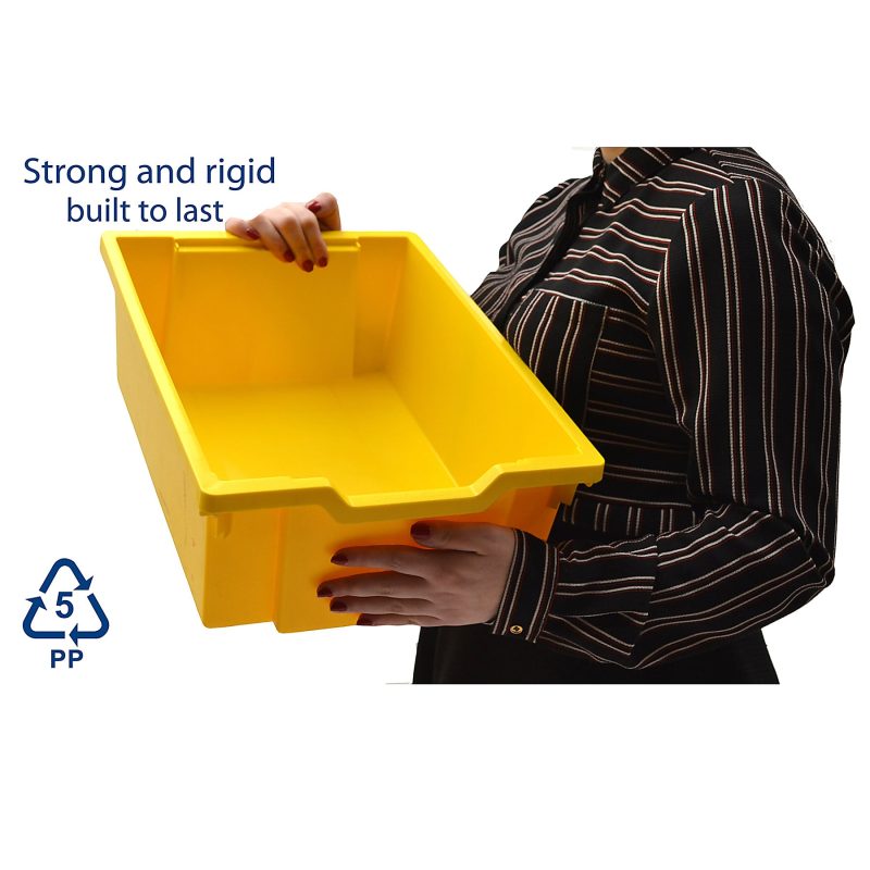 Gratnells Deep F2 Tray, Heavy Duty School, Industrial & Utility Bins, 12.3" x 16.8" x 5.9", Sunshine Yellow, Pack Of 6 - Image 3