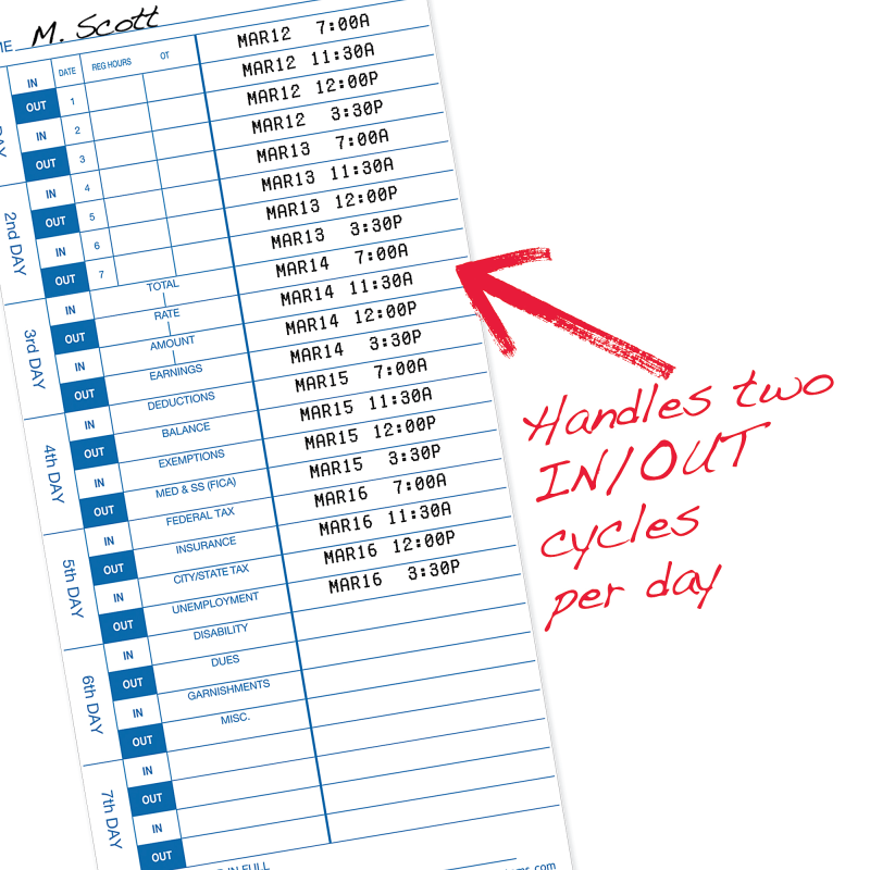 Pyramid Time Systems, 35100-10, Genuine and Authentic pack of 100 Time Cards, Use with Pyramid Side Loading Time Clocks, Models 3500, 3600SS and 3700 - Image 3