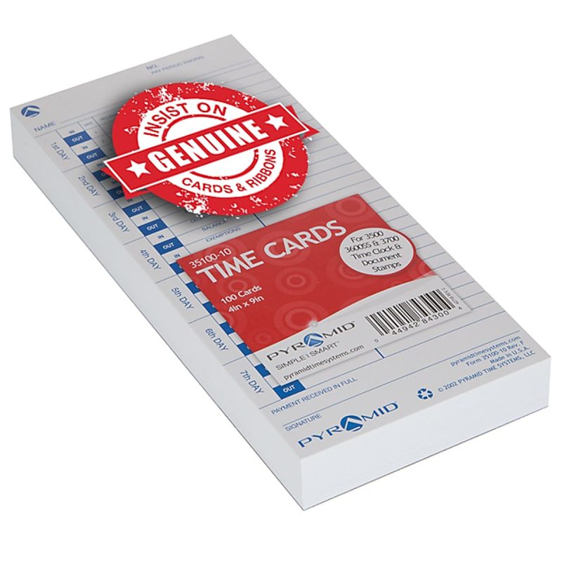 Pyramid Time Systems, 35100-10, Genuine and Authentic pack of 100 Time Cards, Use with Pyramid Side Loading Time Clocks, Models 3500, 3600SS and 3700 - Image 4