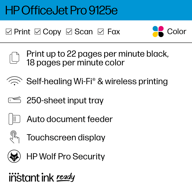 HP OfficeJet Pro 9125e All-in-One Printer with 3 months free instant Ink with HP+ - Image 3