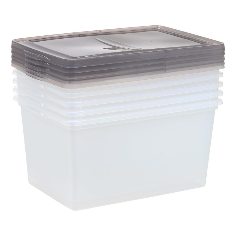 Iris® Snap Top Storage Boxes, 14.5 Gallon, Clear, Set Of 5 Boxes - Image 4
