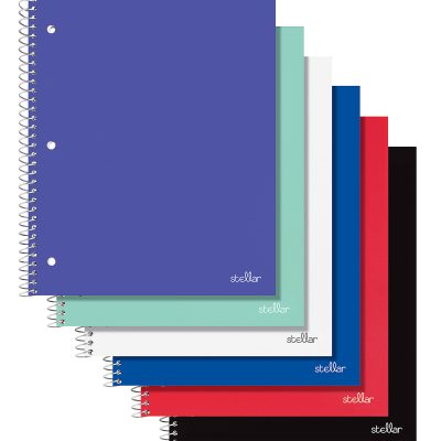 Office Depot® Brand Stellar Poly Notebook, 8-1/2" x 11",1 Subject, College Ruled, 80 Sheets, Assorted Colors, Pack Of 8 Notebooks
