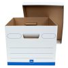 Office Depot® Brand Medium Quick Set Up Corrugated Medium-Duty Storage Boxes With Lift-Off Lids And Built-In Handles, Letter/Legal Size, 15" x 12" x 10", White/Blue, Pack Of 5 - Image 2