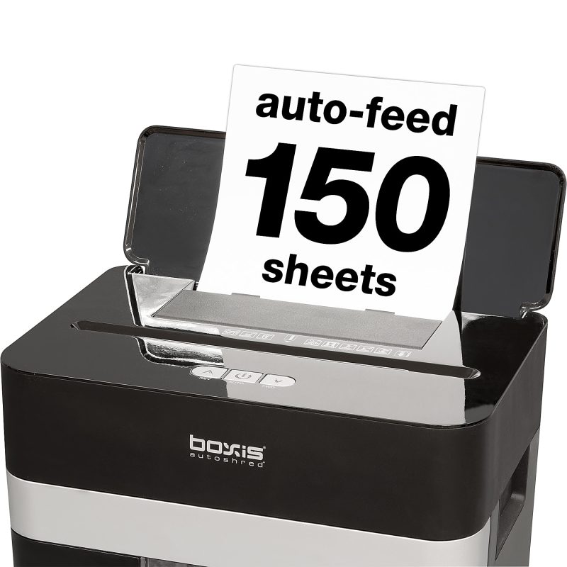 Boxis 150-Sheet Micro-Cut Shredder, Black, AD150T - Image 3