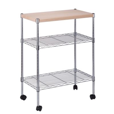 Honey Can Do Mini 3-Tier Rolling Cart, 31-3/4” x 15-1/4”, Silver