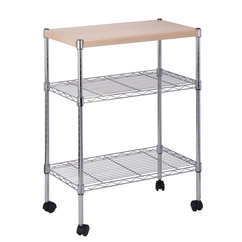 Honey Can Do Mini 3-Tier Rolling Cart, 31-3/4” x 15-1/4”, Silver