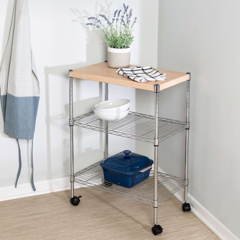 Honey Can Do Mini 3-Tier Rolling Cart, 31-3/4” x 15-1/4”, Silver - Image 2