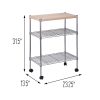 Honey Can Do Mini 3-Tier Rolling Cart, 31-3/4” x 15-1/4”, Silver - Image 3