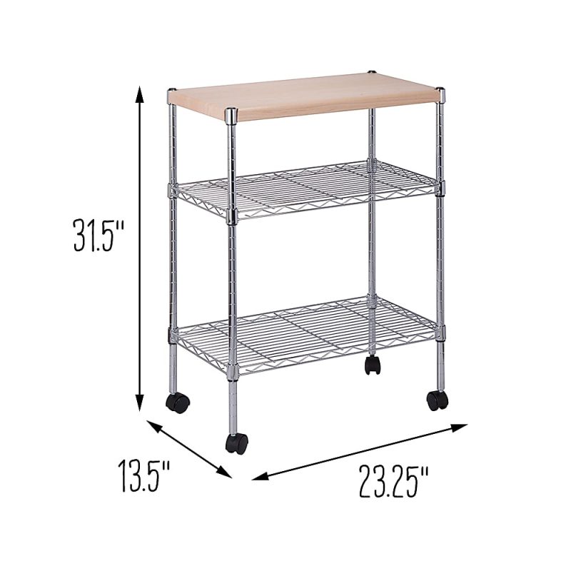 Honey Can Do Mini 3-Tier Rolling Cart, 31-3/4” x 15-1/4”, Silver - Image 3
