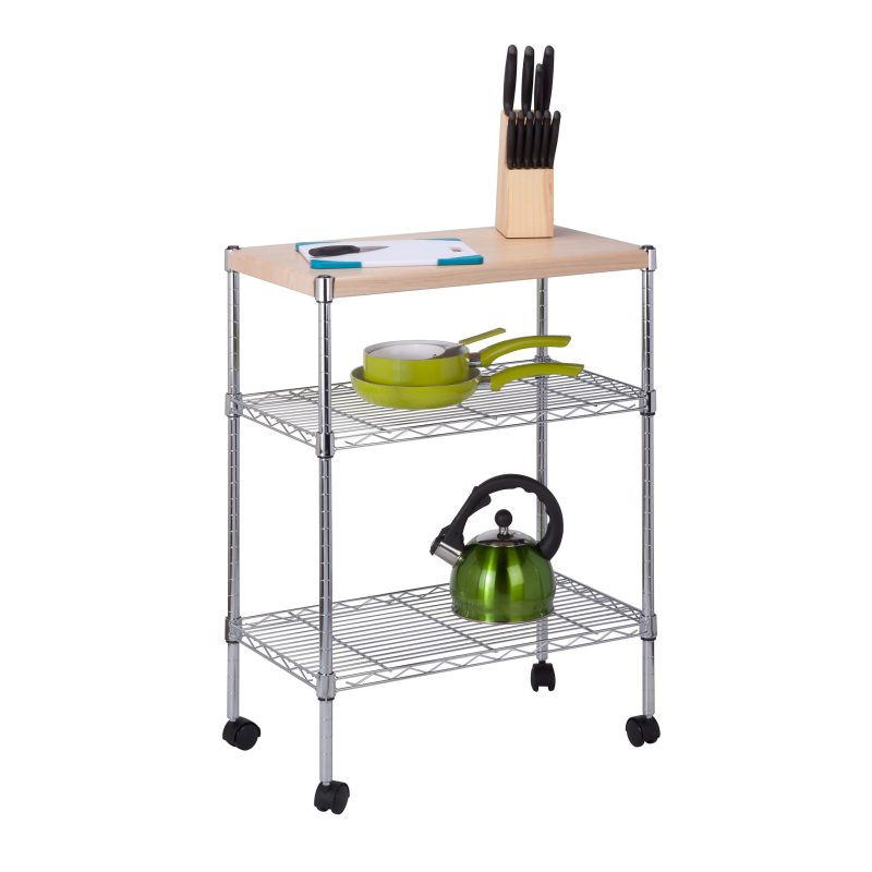 Honey Can Do Mini 3-Tier Rolling Cart, 31-3/4” x 15-1/4”, Silver - Image 4