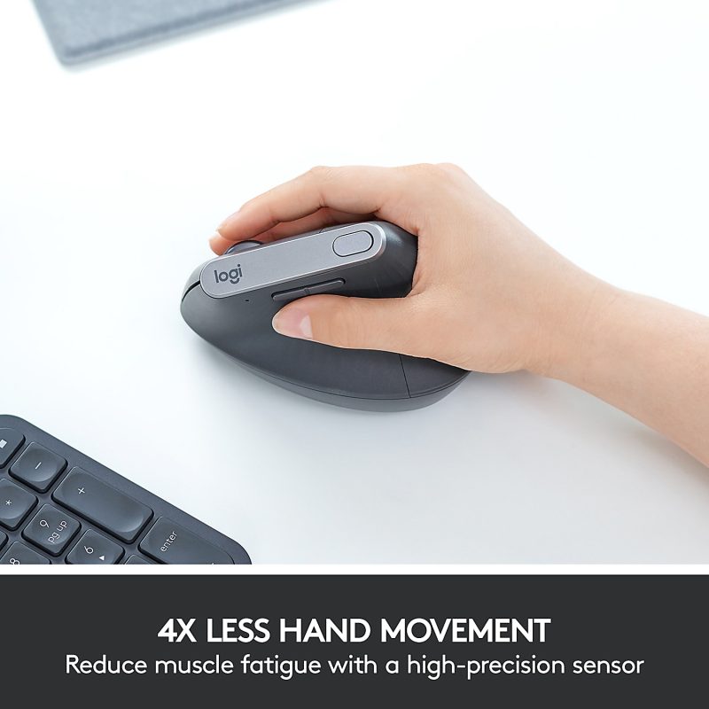 Logitech MX Vertical Advanced Ergonomic Wireless Mouse, Control and Move Content Between 3 Windows and Apple Computers (Bluetooth or USB), Rechargeable, Graphite - Image 5