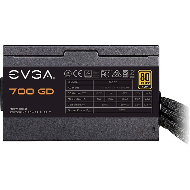 EVGA 700 GD Power Supply - Internal - 120 V AC, 230 V AC Input - 3.3 V DC, 5 V DC, 12 V DC Output - 700 W - 1 +12V Rails - 1 Fan(s) - 92% Efficiency - Image 5