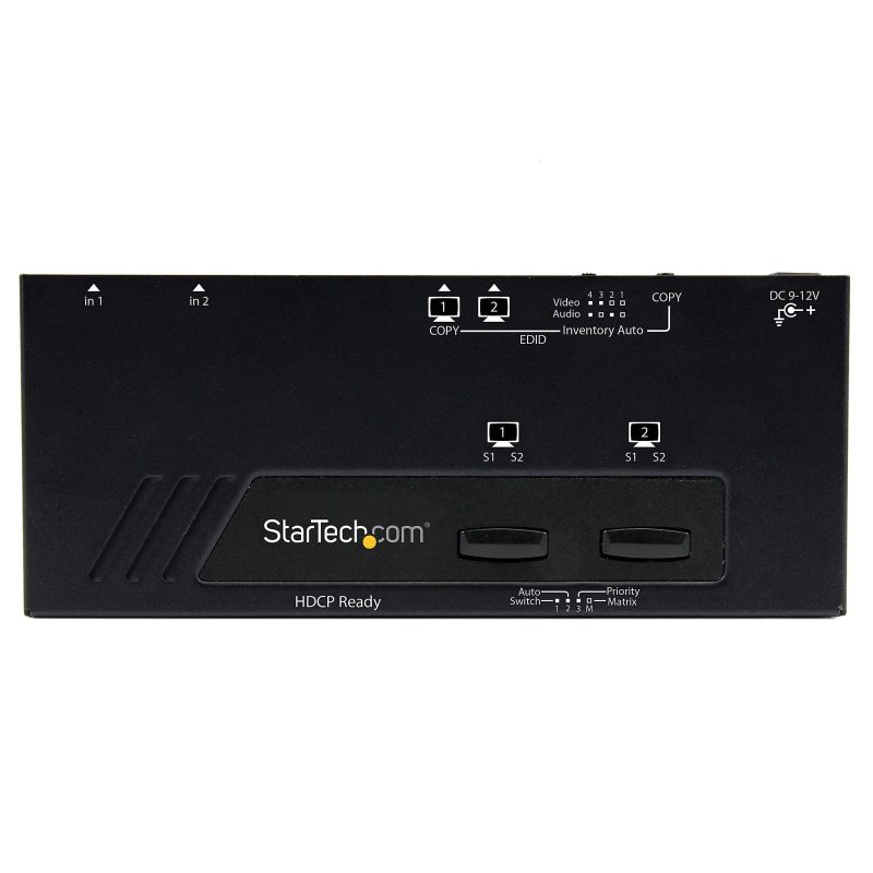 StarTech.com 2X2 HDMI Matrix Switch w/ Automatic and Priority Switching - 1080p - Switch between two HDMI sources on two HDMI Displays - Image 2