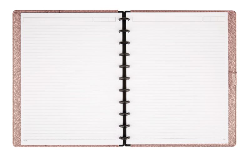 TUL® Discbound Notebook With Pebbled Leather Cover, Letter Size, Narrow Ruled, 60 Sheets, Rose Gold - Image 2