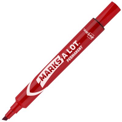 Avery® Marks A Lot® Permanent Markers, Chisel Tip, Large Desk-Style Size, Black, Pack Of 36 - Red,12