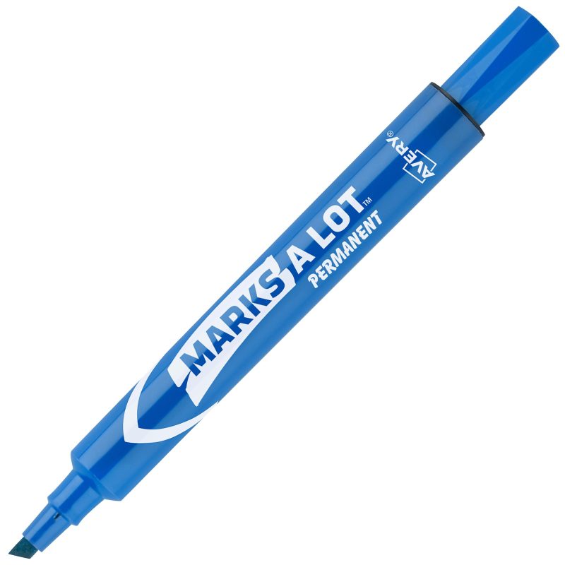 Avery® Marks A Lot® Permanent Markers, Chisel Tip, Large Desk-Style Size, Black, Pack Of 36 - Blue,12