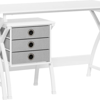 Realspace® X-Cross 48"W Computer Desk With File Cabinet, Black - White,47-5/8 in.