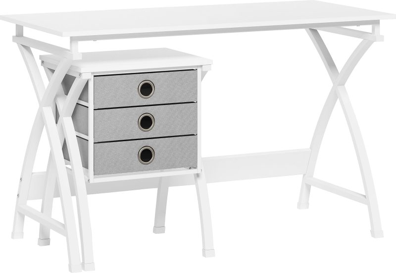 Realspace® X-Cross 48"W Computer Desk With File Cabinet, Black - White,47-5/8 in.