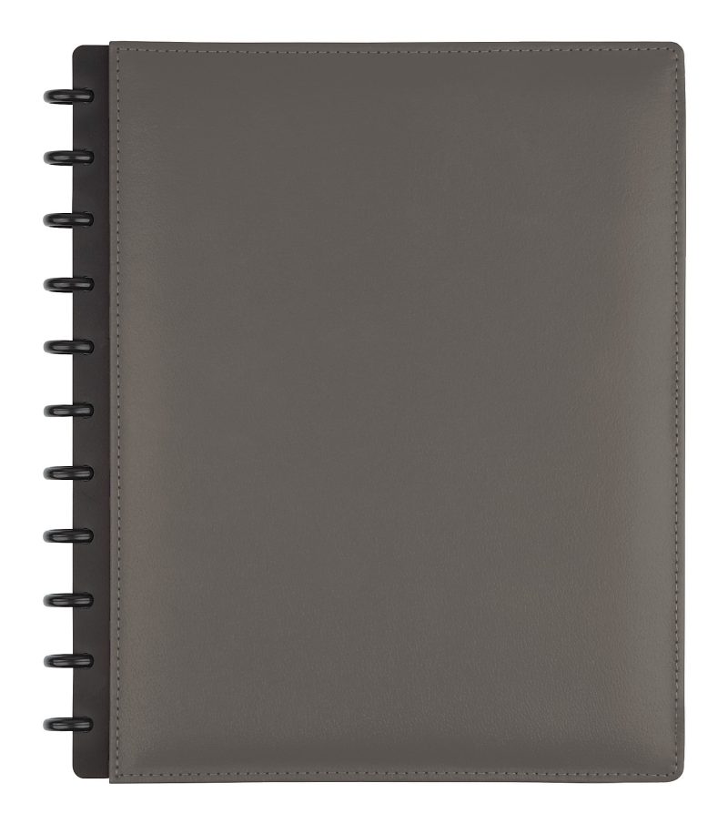 TUL® Custom Note-Taking System Discbound Notebook With Leather Cover, Letter Size, Narrow Ruled, 60 Sheets, Gray