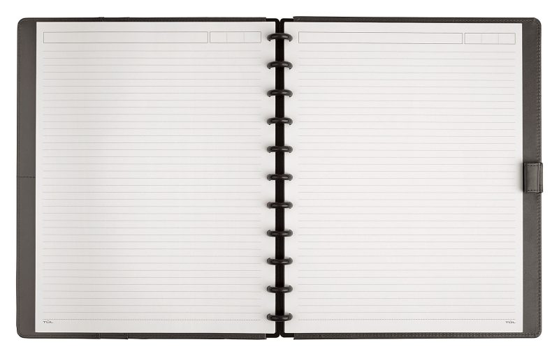 TUL® Custom Note-Taking System Discbound Notebook With Leather Cover, Letter Size, Narrow Ruled, 60 Sheets, Gray - Image 2