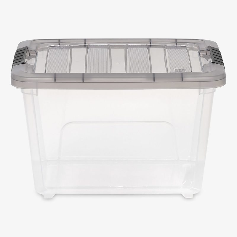 Iris® Stack & Pull™ Storage Boxes, 4.75 Gallon, Clear/Gray, Set Of 5 Boxes - Image 2